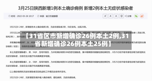 【31省区市新增确诊26例本土2例,31省新增确诊26例本土25例】