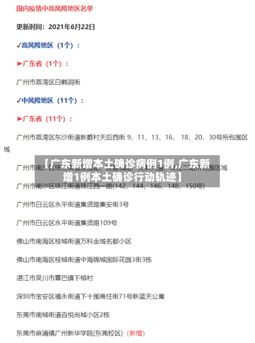 【广东新增本土确诊病例1例,广东新增1例本土确诊行动轨迹】