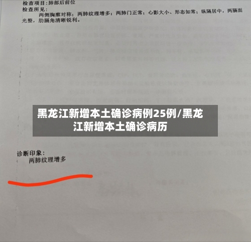 黑龙江新增本土确诊病例25例/黑龙江新增本土确诊病历
