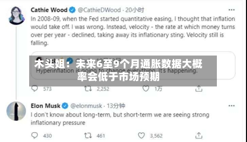木头姐：未来6至9个月通胀数据大概率会低于市场预期