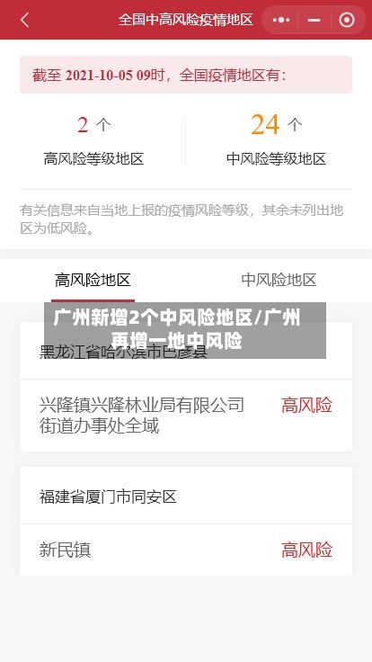 广州新增2个中风险地区/广州再增一地中风险