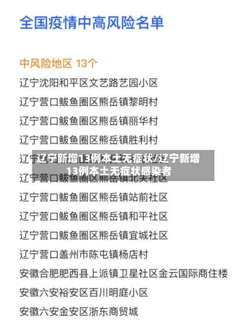 辽宁新增13例本土无症状/辽宁新增13例本土无症状感染者
