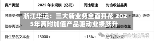浙江华远：三大新业务全面开花 2025年高附加值产品驱动业绩跃升