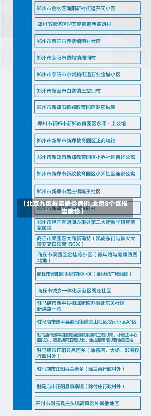【北京九区报告确诊病例,北京8个区报告确诊】