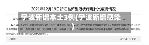 宁波新增本土3例(宁波新增感染)