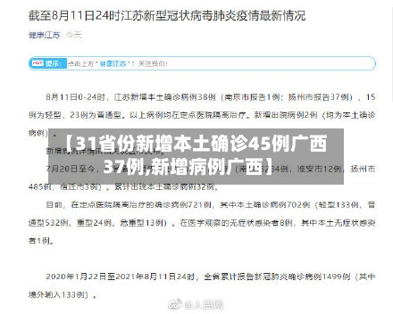 【31省份新增本土确诊45例广西37例,新增病例广西】