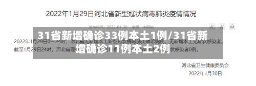 31省新增确诊33例本土1例/31省新增确诊11例本土2例