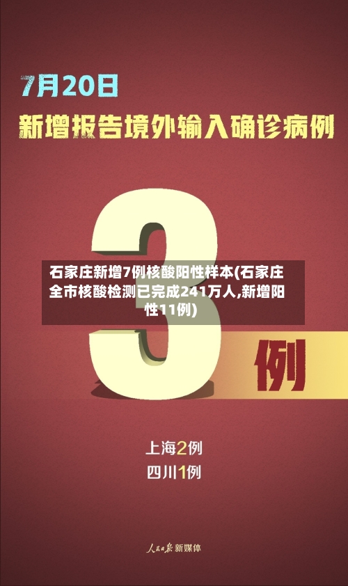 石家庄新增7例核酸阳性样本(石家庄全市核酸检测已完成241万人,新增阳性11例)