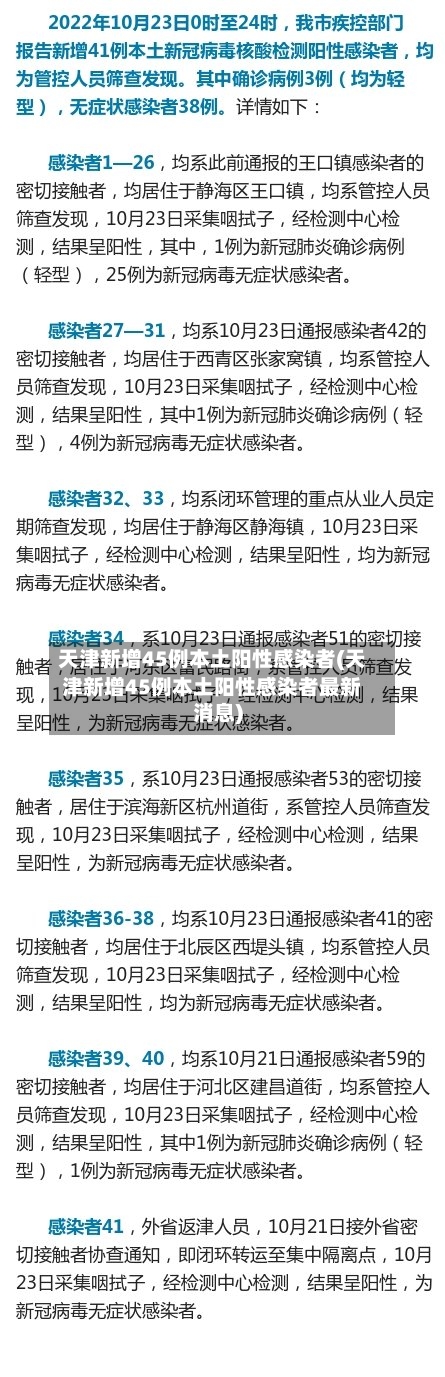 天津新增45例本土阳性感染者(天津新增45例本土阳性感染者最新消息)