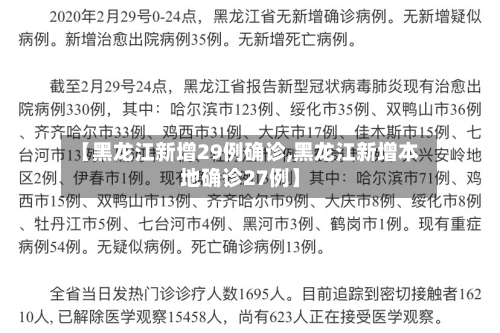 【黑龙江新增29例确诊,黑龙江新增本地确诊27例】