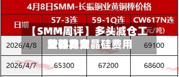 【SMM周评】多头减仓工业硅费用转弱，多晶硅费用整体稳定