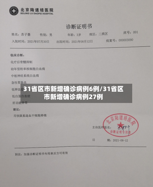 31省区市新增确诊病例6例/31省区市新增确诊病例27例